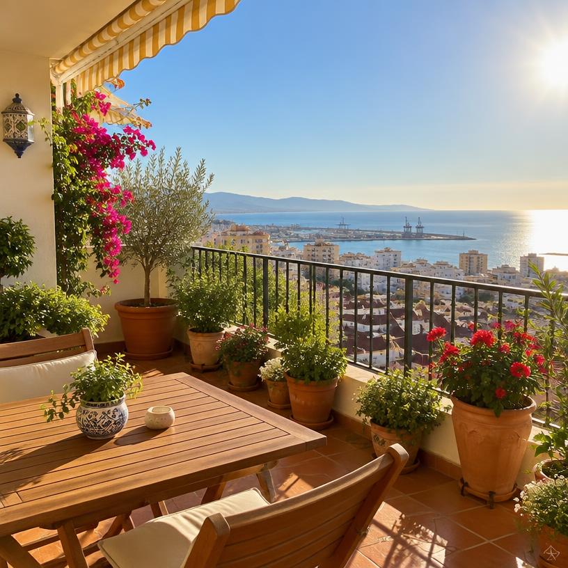 Sunny Málaga apartment terrace